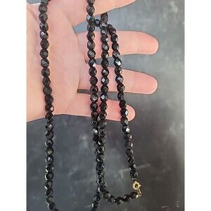 Black Glass Beaded Necklace Vintage Costume Jewelry